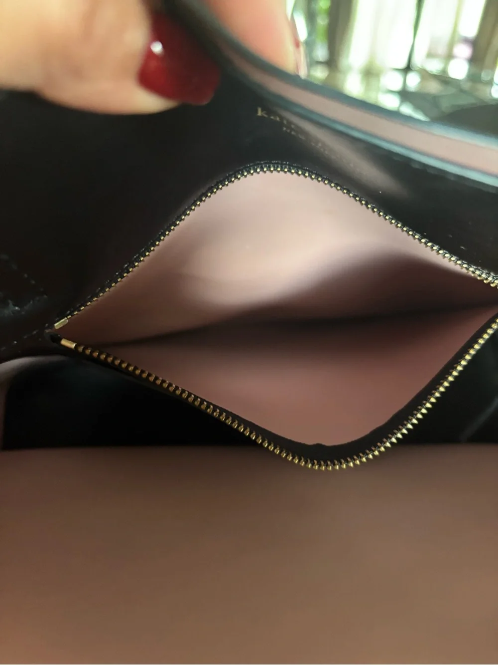 kate spade Black Leather Bunny Tote with Pink Trim